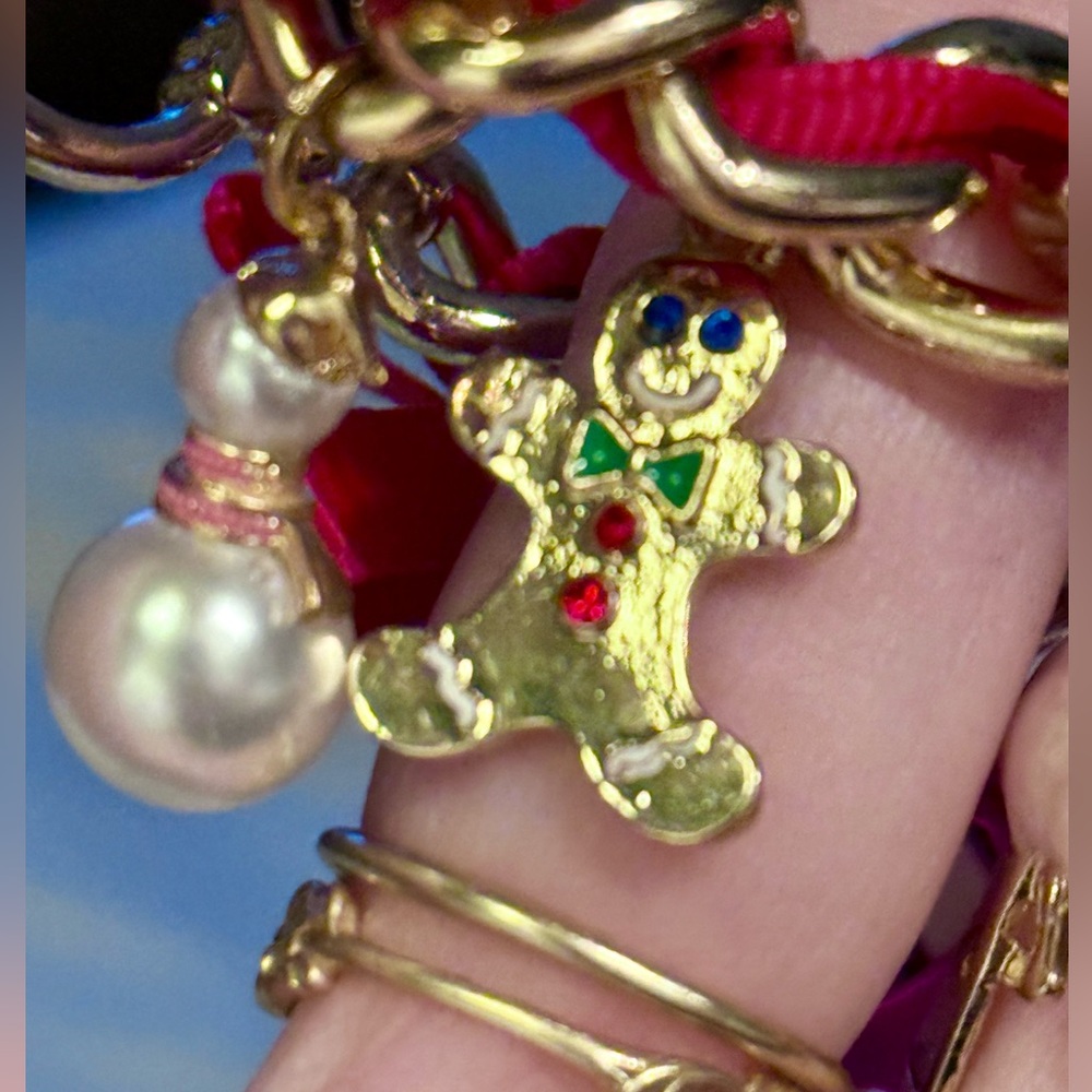 Festive Xmas Gold and Red Charm Bracelet - Picture 7 of 11